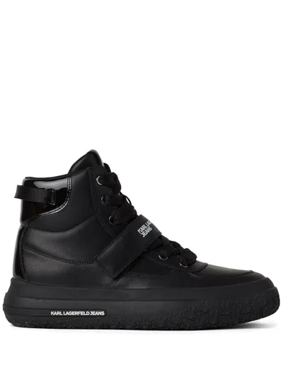 Karl Lagerfeld Jeans Kup Strap High-top Sneakers In Black