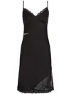 Karl Lagerfeld Jeans Lace-panels Satin Dress In Schwarz