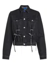 Karl Lagerfeld Jeans Lace-tie Denim Jacket In Black