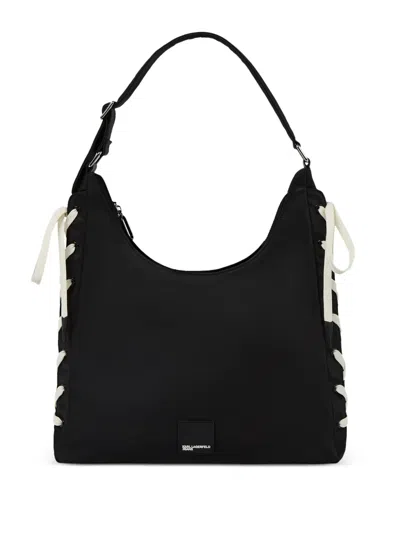 Karl Lagerfeld Jeans Lace-up Detail Tote Bag In Black