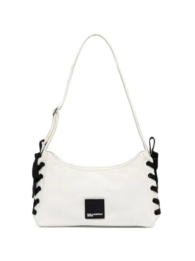 Karl Lagerfeld Jeans Lace-up Logo-patch Tote Bag In White