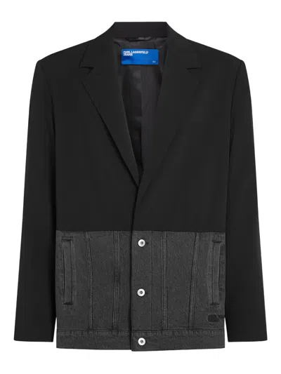 Karl Lagerfeld Jeans Layered-design Blazer In Black