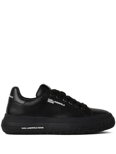 Karl Lagerfeld Jeans Leather Sneakers In Black