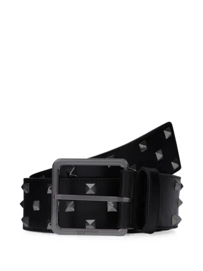 Karl Lagerfeld Jeans Leather Stud Belt In Black