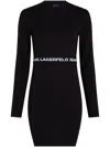 Karl Lagerfeld Jeans Logo-band Long-sleeve Dress In Black