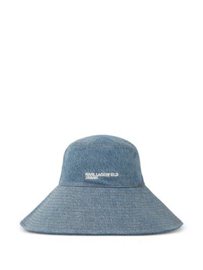Karl Lagerfeld Jeans Logo Bucket Hat In Blue