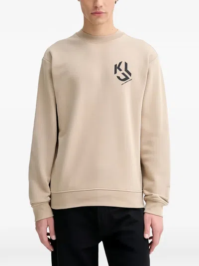 Karl Lagerfeld Jeans Logo Crew Neck Sweatshirt In Neutral
