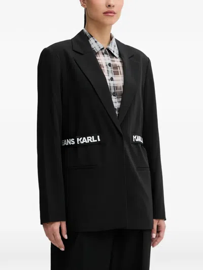 Karl Lagerfeld Jeans Logo-detail Blazer In Black