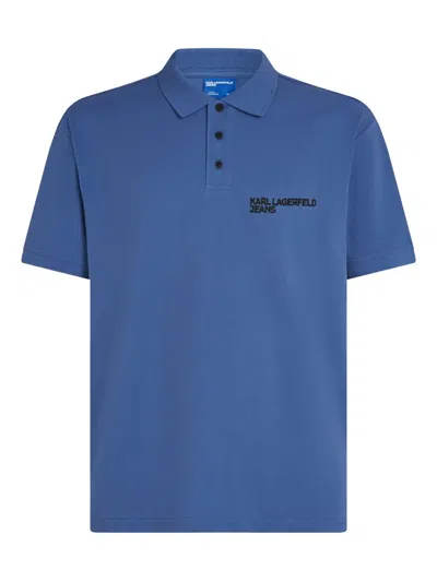 Karl Lagerfeld Jeans Logo-detail Polo Shirt In Blue