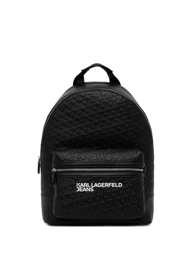 Karl Lagerfeld Jeans Logo-embossed Backpack In Black