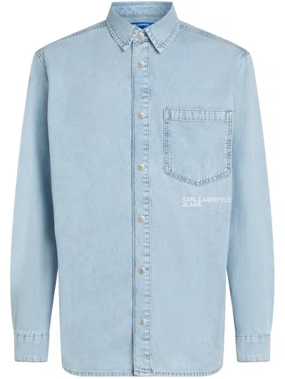 Karl Lagerfeld Jeans Jeanshemd Mit Logo-stickerei In Blau