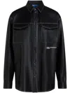 Karl Lagerfeld Jeans Logo-embroidered Faux-leather Shirt In Black