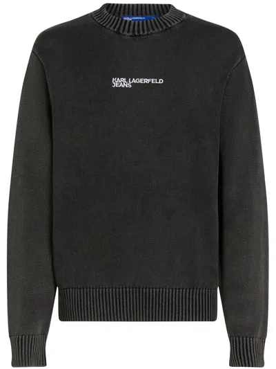 Karl Lagerfeld Jeans Logo-embroidered Jumper In Black