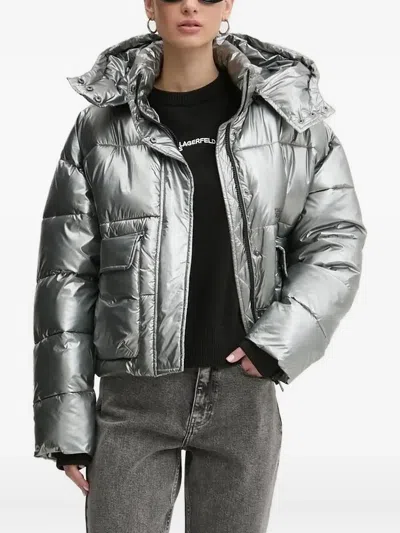 Karl Lagerfeld Jeans Logo-embroidered Sweater In Gray