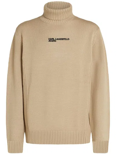 Karl Lagerfeld Jeans Logo-embroidered Sweater In Neutrals
