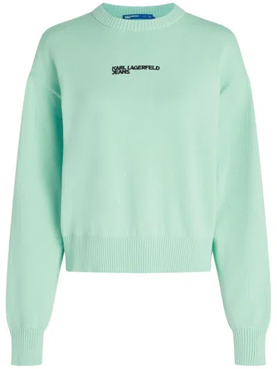 Karl Lagerfeld Jeans Logo-embroidered Sweatshirt In Green