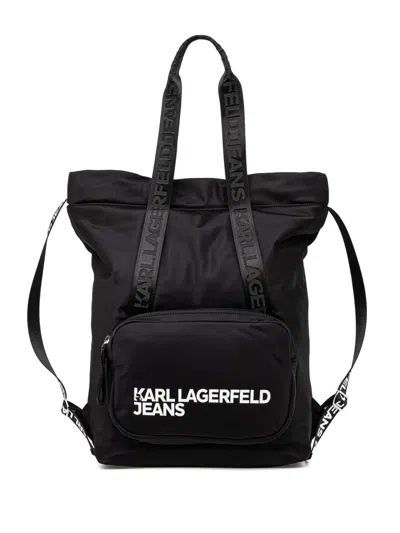 Karl Lagerfeld Jeans Logo-patch Backpack In Black