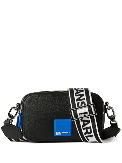 Karl Lagerfeld Jeans Logo-patch Zipped Crossbody Bag In 999