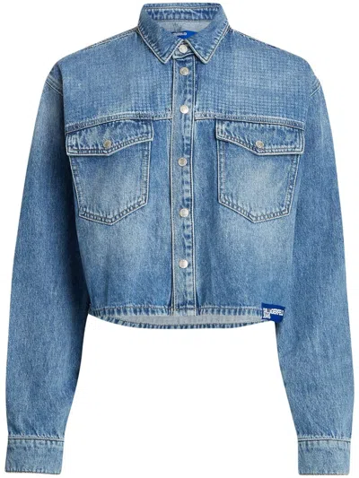 Karl Lagerfeld Jeans Logo-patch Denim Jacket In Blue