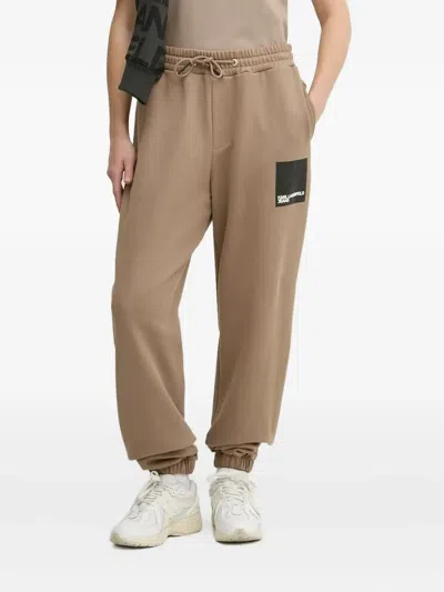 Karl Lagerfeld Jeans Logo-patch Drawstring Track Pants In Neutral