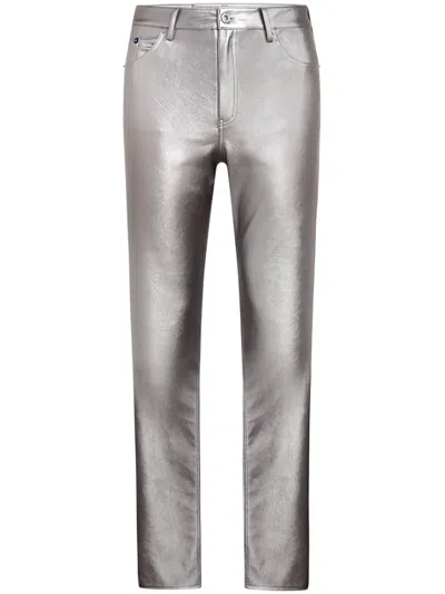 Karl Lagerfeld Jeans Logo-patch Flared Trousers In Silver