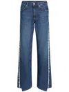 Karl Lagerfeld Jeans Logo-patch Fringed Straight-leg Jeans In Blue