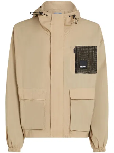 Karl Lagerfeld Jeans Logo-patch Jacket In Neutrals