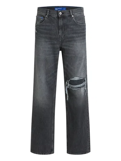 Karl Lagerfeld Jeans Logo-patch Jeans In Gray