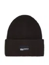 Karl Lagerfeld Jeans Logo-patch Ribbed Beanie In Brown