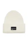 Karl Lagerfeld Jeans Logo-patch Ribbed Beanie In Neutral