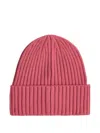 Karl Lagerfeld Jeans Logo-patch Ribbed Beanie In Pink