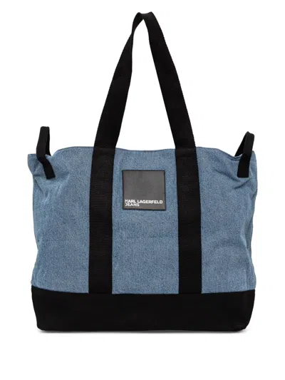 Karl Lagerfeld Jeans Logo-patch Shoulder Bag In Blue