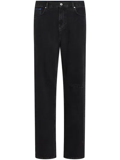 Karl Lagerfeld Jeans Logo-patch Straight-leg Jeans In Black
