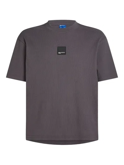 Karl Lagerfeld Jeans Logo-patch T-shirt In Gray