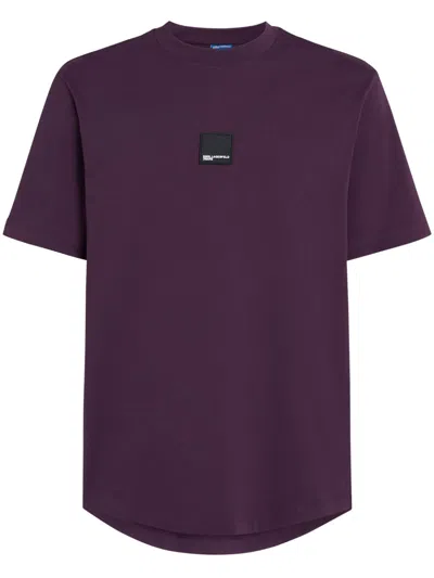 Karl Lagerfeld Jeans Logo-patch T-shirt In Purple