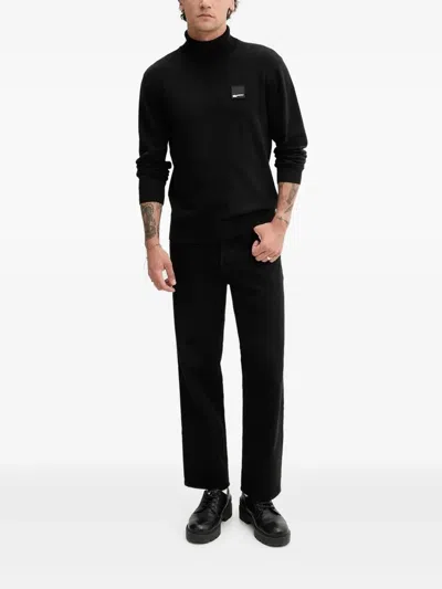 Karl Lagerfeld Jeans Logo-patch Turtleneck Sweater In Black