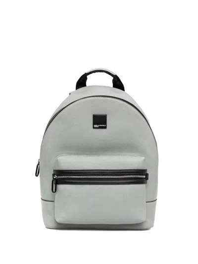 Karl Lagerfeld Jeans Logo-plaque Backpack In Gray