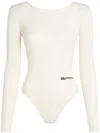 Karl Lagerfeld Jeans Logo-embroidered Bodysuit In Neutrals