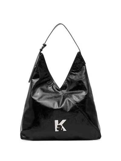 Karl Lagerfeld Jeans Logo-plaque Shoulder Bag In Black