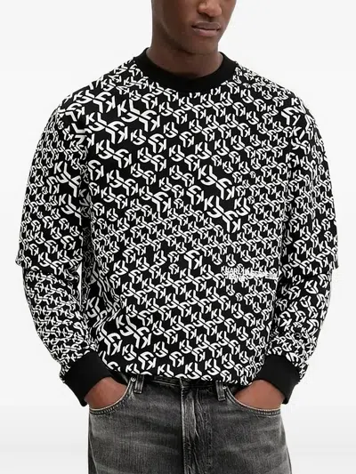Karl Lagerfeld Jeans Logo-print Crew-neck Sweatshirt In White