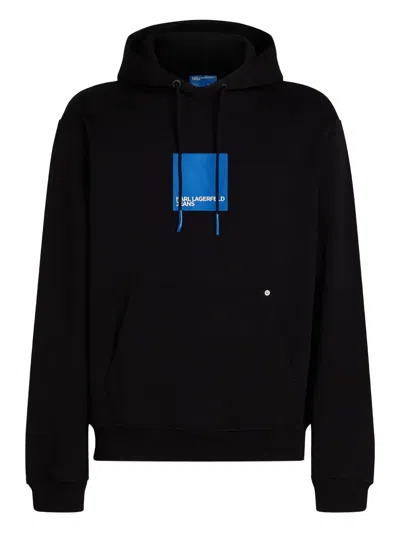 Karl Lagerfeld Jeans Logo-print Hoodie In Black