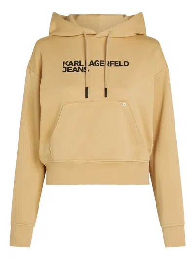Karl Lagerfeld Jeans Logo-print Hoodie In Yellow