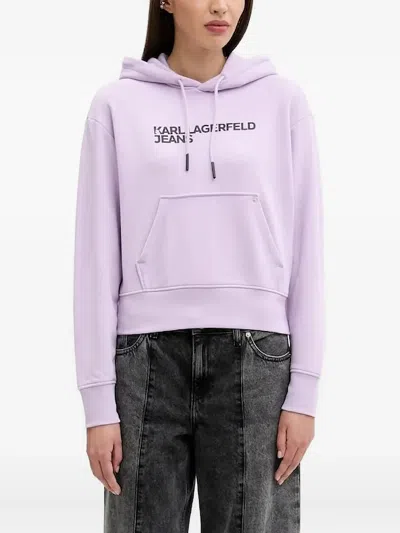 Karl Lagerfeld Jeans Logo-print Hoodie In Purple