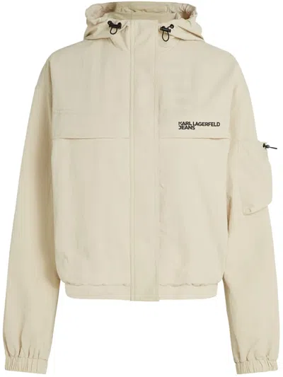Karl Lagerfeld Jeans Logo-print Jacket In Neutrals