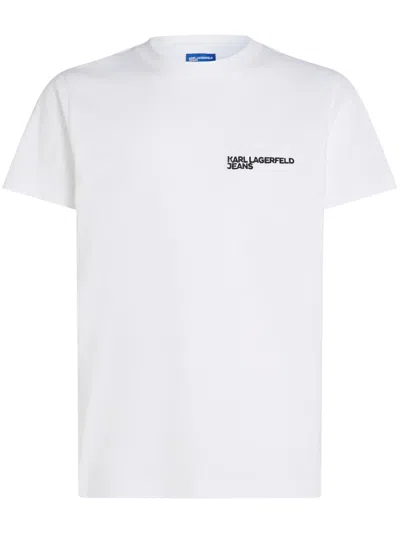Karl Lagerfeld Jeans Logo-print Organic-cotton T-shirt In 白色