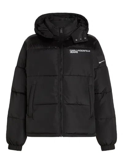Karl Lagerfeld Jeans Logo-print Puffer Jacket In Black