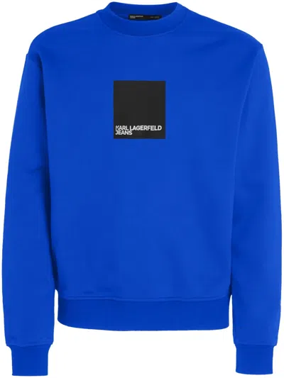 Karl Lagerfeld Jeans Logo-print Jersey Sweatshirt In Blue