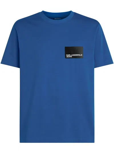 Karl Lagerfeld Jeans Chest Logo-print Detail T-shirt In Blue