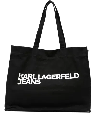 Karl Lagerfeld Jeans Logo-print Tote Bag In Black