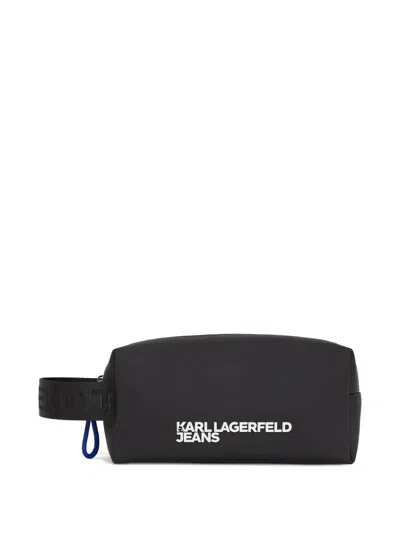 Karl Lagerfeld Jeans Logo-print Wash Bag In Black
